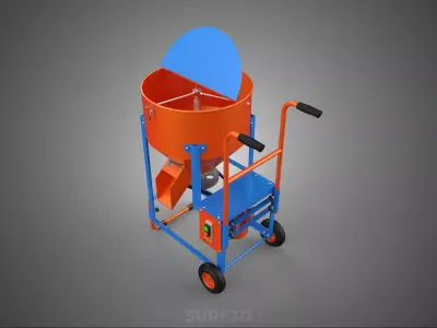 PORTABLE BUCKET VERTICAL AUGER SCREW PAN MIXER BLENDER GRINDER 3D model