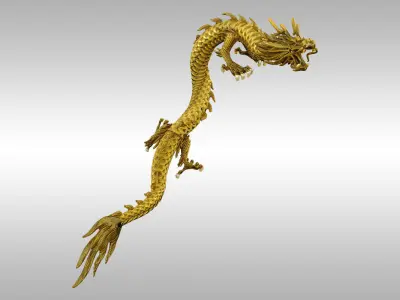 Chinese Gold Dragon Low-poly 3D model purchase