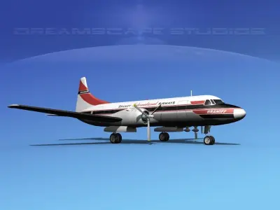 Convair CV-340 Braniff 3D model