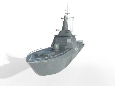  MILITARY ROCKET BOAT with PBR Material  Low poly Game ready Low-poly 3D model