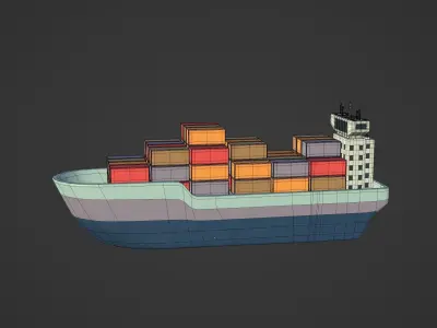 Cartoon Cargo Ship Low-poly 3D model