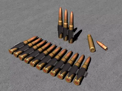 Mauser rifle cartridge for 98k MG 34 MG42 Germany Free 3D model