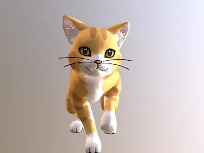 Tiger Cat Stand Yellow Cat Waving Cycle 3D model