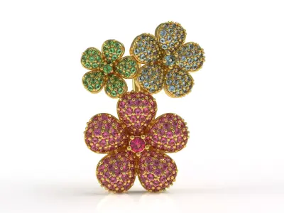 Three Flowers Pendant 3D print model