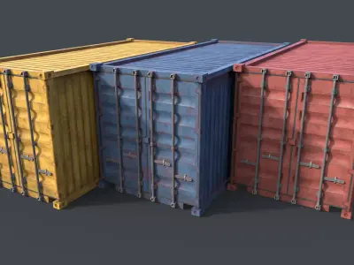 Shipping Container 4 colors GameReady  Low-poly 3D model