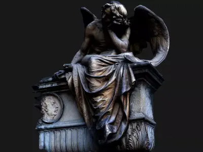 ancient ruins angel monument front part PBR photogrammetry Low-poly 3D model