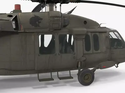 Sikorsky UH-60 Black Hawk US Military Utility Helicopter Low-poly 3D model