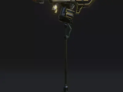 Sci Fi Hammer weapon PBR mid-poly Gameready Low-poly 3D model