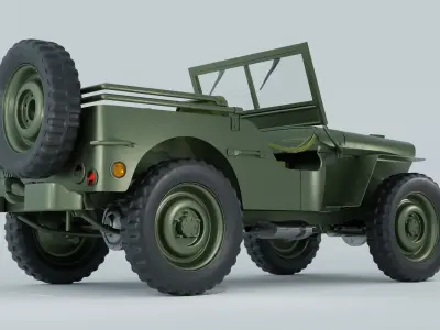 Willys MB Military Jeep High Detail 3D Model  3D model