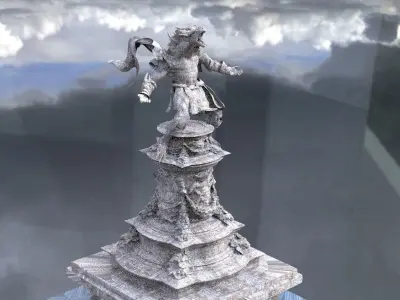 Werewolf Statue with Stand 3D model