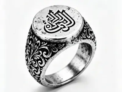 Antique Silver Seal Ring 3D Model Low-poly 3D model