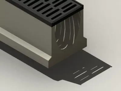 Concrete Trench Drain System V150 2000mm with Slotted Grate Modu 3D model