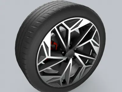Car Wheel Game Ready Low-poly 3D model