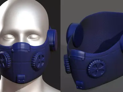Gas mask respirator scifi military futuristic technology  Low-poly 3D model