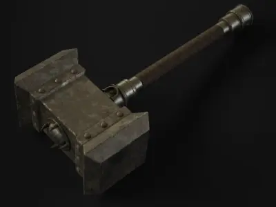 Medieval Hammer Low-poly 3D model