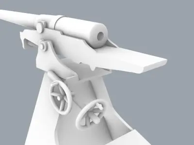 Skoda Naval Gun Low-poly 3D model