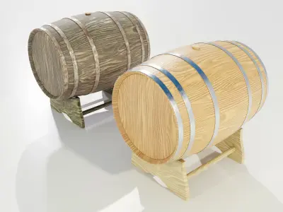 Wooden Barrels 3D model buy