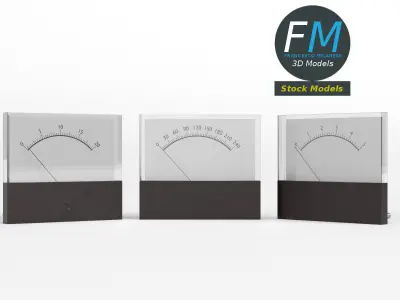 Panel mount analog voltmeters 3D model