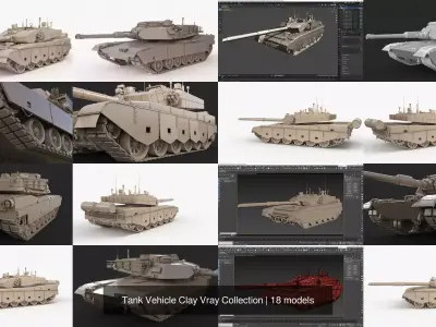 Tank Vehicle Clay Vray Collection 3D Model Pack