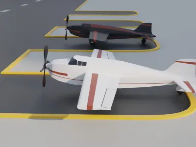 LowPoly Cartoon Propeller Plane  Blender 3D Model Low-poly 3D model