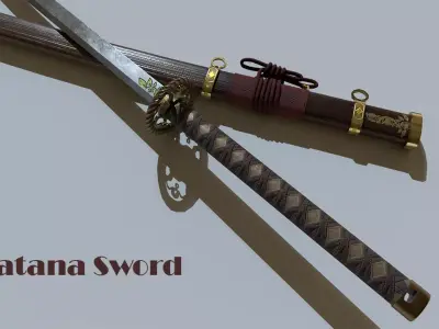 Katana samurai sword Low-poly 3D model order