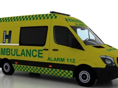 Mercedes Benz Sprinter L2H2 2015 Denmark Ambulance 3D model