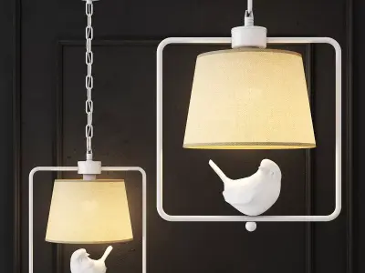 Suspended lamp provence bird pendant rectangle 3D model