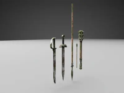 Rusty Weapons Low-poly 3D model