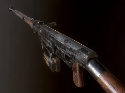 PTRS-41 ussr ww2 anti-tank rifle pbr Low-poly 3D model