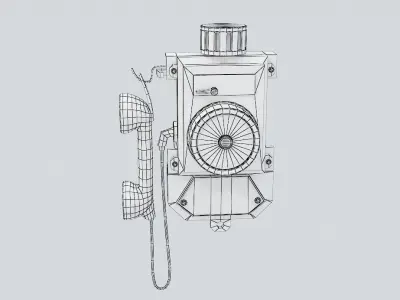 Telephone Low-Poly old phone with cord Low-poly 3D model