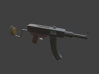 homemade Kalashnikov assault rifle Low-poly 3D model