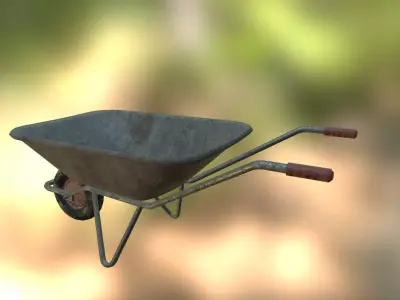 Wheelbarrow Low-poly 3D model 4