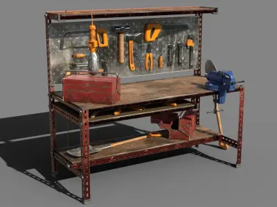 Workbench with tools 3D model