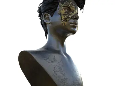 Statue of a lady on a horse 3D model