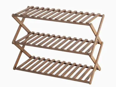 Modern Wooden Shoe Rack Set Low-poly 3D model