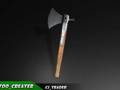 Modern Realistic Medieval PBR Axe Lowpoly 3d model Low-poly 3D model