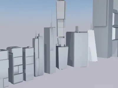 Sci Fi Cityscape Pack Cyberpunk 18 Greeble Buildings Lot City Free 3D model