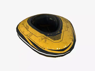 Alien Spaceship UFO C08 Yellow Dirt - Sci Fi Spacecraft Design Low-poly 3D model