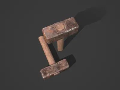 Blacksmith Iron Hammer Game Prop - Medieval Asset Low-poly 3D model