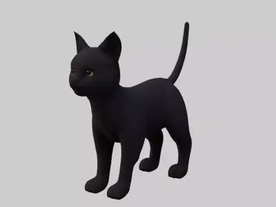 Cat Black  Low-poly 3D model