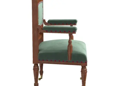 Pr Scottish 19thc Antique Walnut Armchairs 3D model