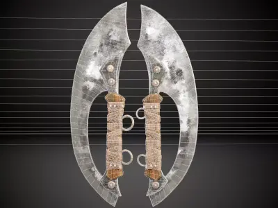 Curved Double Cleaver Low-poly 3D model