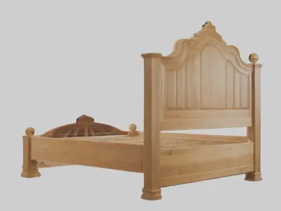 Wooden bed frame Low-poly 3D model