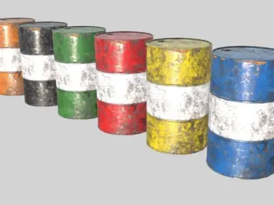 Oil Drum Low-poly 3D model get