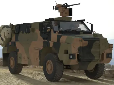 4x4 Bushmaster MR6 Camo Rigged 3D Model