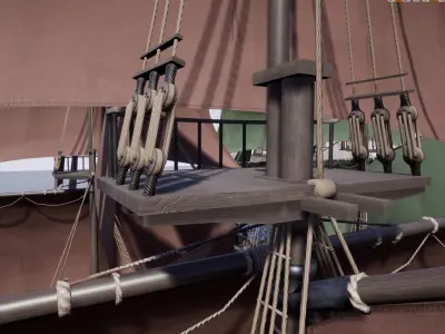 Game Sailing Ship Brigg Low-poly 3D model