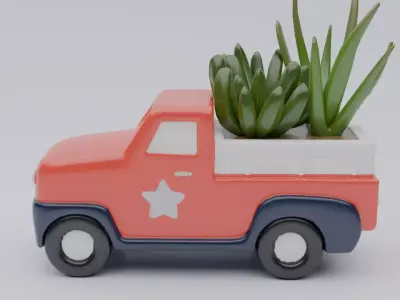 Vintage Red Truck  Low-poly 3D model