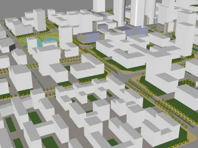 Urban highrise building building ancillary building commercial 3D model 7