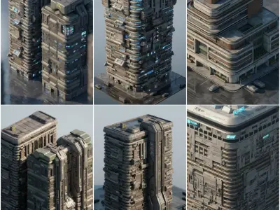 ztr architecture set 5 Low-poly 3D model