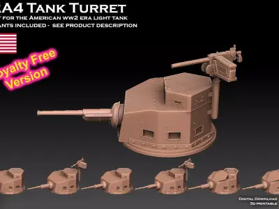 M2A4 Tank Turret ROYALTY FREE VERSION 3D print model